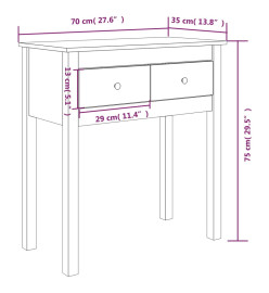 Table console Gris 70x35x75 cm Bois massif de pin