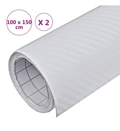 Films 3D de voiture 2 pcs Blanc 100x150 cm