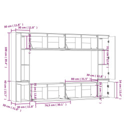 Meubles TV 8 pcs Noir Bois massif de pin