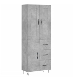 Buffet haut Gris béton 69,5x34x180 cm Bois d'ingénierie