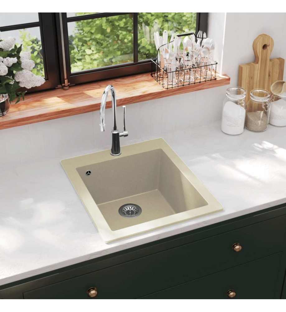 Évier de cuisine Granit Seul lavabo Beige