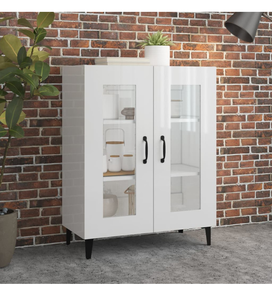 Buffet Blanc brillant 69,5x34x90 cm Bois d'ingénierie