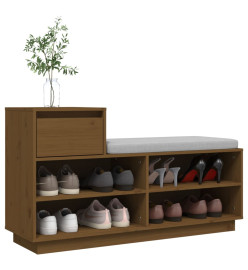 Armoire à chaussures Marron miel 110x34x61cm Bois de pin massif