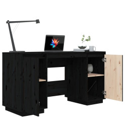 Bureau noir 140x50x75 cm bois massif de pin