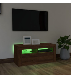 Meuble TV avec lumières LED Chêne marron 90x35x40 cm