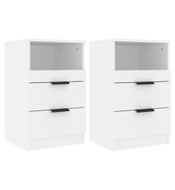 Tables de chevet 2 pcs Blanc Bois d'ingénierie