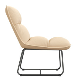 Chaise de détente avec cadre en métal Crème Velours