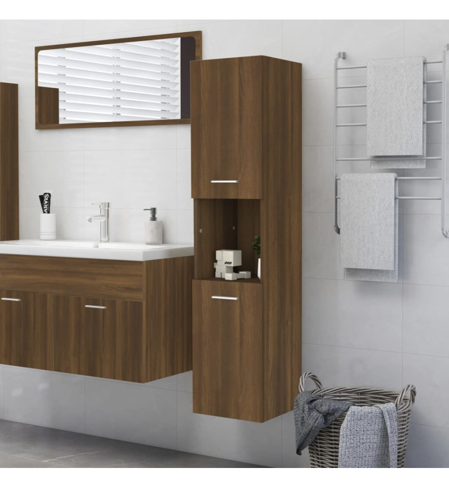 Armoire de bain Chêne marron 30x30x130 cm Bois d'ingénierie