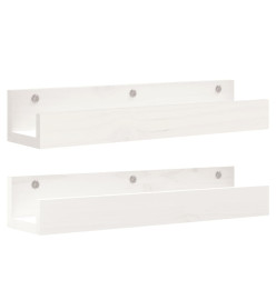 Étagères murales 2 pcs Blanc 50x12x9 cm Bois de pin massif