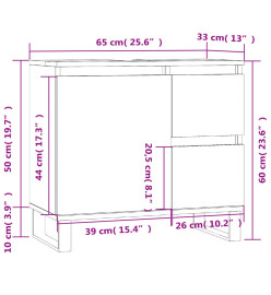 Armoire de salle de bain blanc 65x33x60 cm bois d'ingénierie