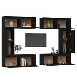 Meubles TV 6 pcs Noir Bois massif de pin