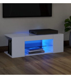 Meuble TV avec lumières LED Blanc 90x39x30 cm