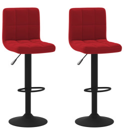 Tabourets de bar lot de 2 rouge bordeaux velours