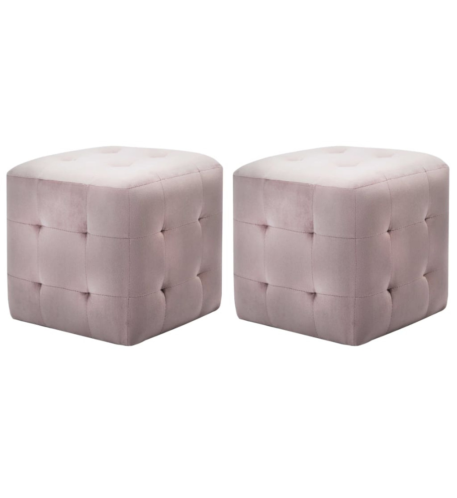 2 pcs Poufs Rose 30 x 30 x 30 cm Tissu velours