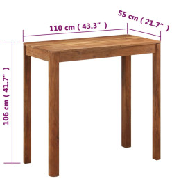 Table de bar bois massif d'acacia et finition miel 110x55x106cm