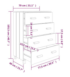 Buffet HAMAR Gris clair 79x40x103,5 cm Bois massif de pin