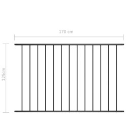 Panneau de clôture Acier enduit de poudre 1,7x1,25 m Noir