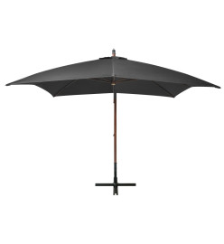 Parasol suspendu avec mât Anthracite 3x3 m Bois de sapin massif