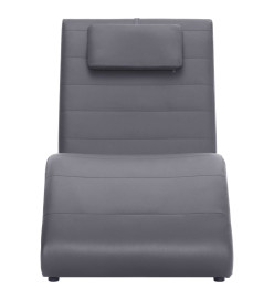 Chaise longue avec oreiller Gris Similicuir