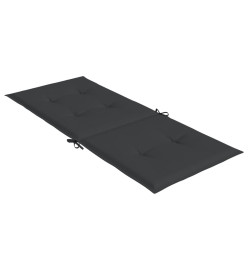 Coussins de chaise de jardin à dossier haut lot de 4 noir tissu