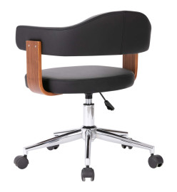 Chaise pivotante de bureau Noir Bois courbé et similicuir