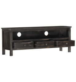 Meuble TV Noir 120x30x45 cm Bois solide de manguier