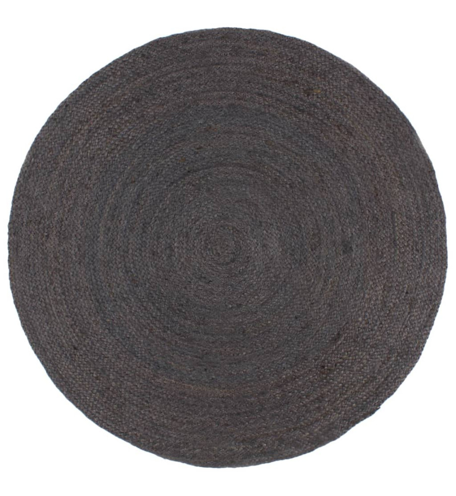 Tapis fait à la main Jute Rond 180 cm Gris foncé