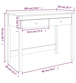 Bureau avec tiroirs Gris 100x50x78 cm Bois massif de pin