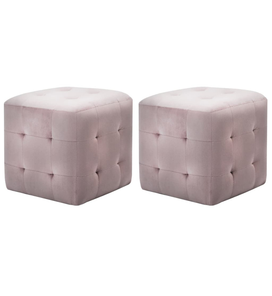 2 pcs Tables de chevet Rose 30x30x30 cm Tissu velours