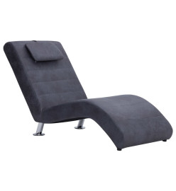 Chaise longue avec oreiller Gris Similicuir daim