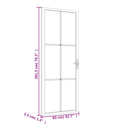 Porte intérieure 83x201,5 cm Noir Verre mat et aluminium