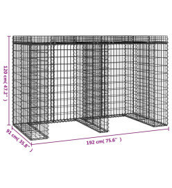 Mur de gabion pour poubelle 192x91x120 cm fer galvanisé