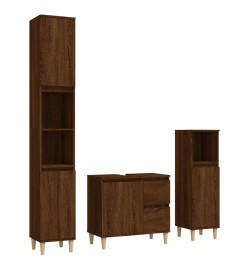 Ensemble d'armoires de salle de bain 3 pcs chêne marron