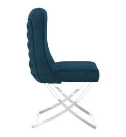 Chaise de salle à manger Bleu 53x52x98 cm Velours et inox