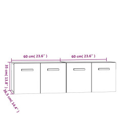 Armoires murales 2 pcs Blanc 60x36,5x35 cm Bois d'ingénierie