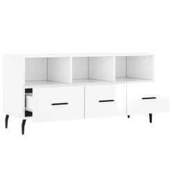 Meuble TV Blanc brillant 102x36x50 cm Bois d'ingénierie