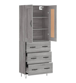 Buffet haut Sonoma gris 69,5x34x180 cm Bois d'ingénierie