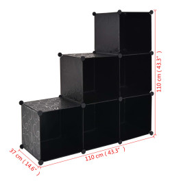 Organisateur de rangement cube avec 6 compartiments Noir