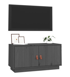 Meuble TV Gris 80x34x40 cm Bois de pin massif