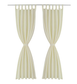 2 pcs Rideau à Passant Micro Satin Crème 140 x 245 cm