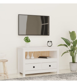 Meuble TV Blanc 79x35x52 cm Bois de pin massif