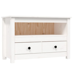 Meuble TV Blanc 79x35x52 cm Bois de pin massif