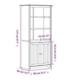 Bibliothèque BODO gris 80 x 40 x 172 cm bois de pin massif