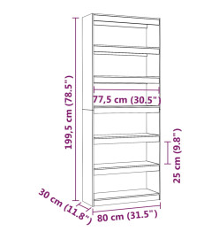 Bibliothèque/Séparateur de pièce Gris 80x30x199,5 cm Pin solide