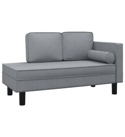 Chaise longue avec coussins et traversin gris clair tissu