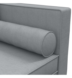 Chaise longue avec coussins et traversin gris clair tissu