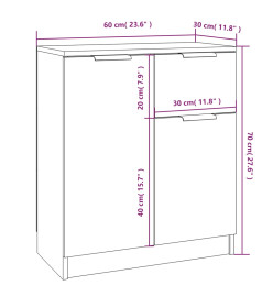 Buffet Chêne marron 60x30x70 cm Bois d'ingénierie