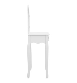 Coiffeuse et tabouret Blanc 65x36x128 cm Bois de paulownia MDF