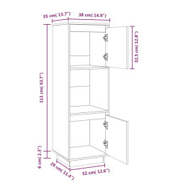 Buffet Gris 38x35x117 cm Bois massif de pin