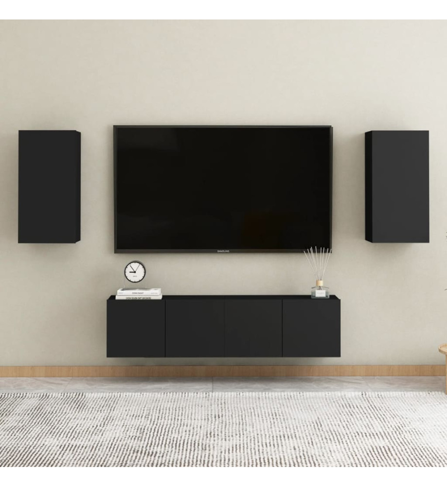 Ensemble de meubles TV 4 pcs Noir Aggloméré